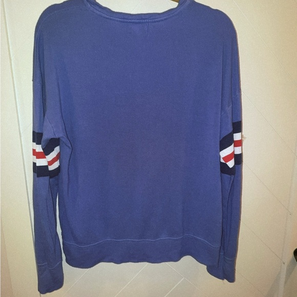 Revolve SUNDRY Arm 3 color Stripe sweatshirt crewneck Iris Red white size 2 - Picture 7 of 13